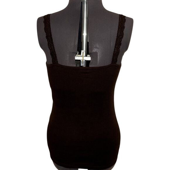 Faded Glory Lace Bow Cami Tank Top Brown Size XL Coquette Trashy Y2k Trendy - Picture 3 of 5